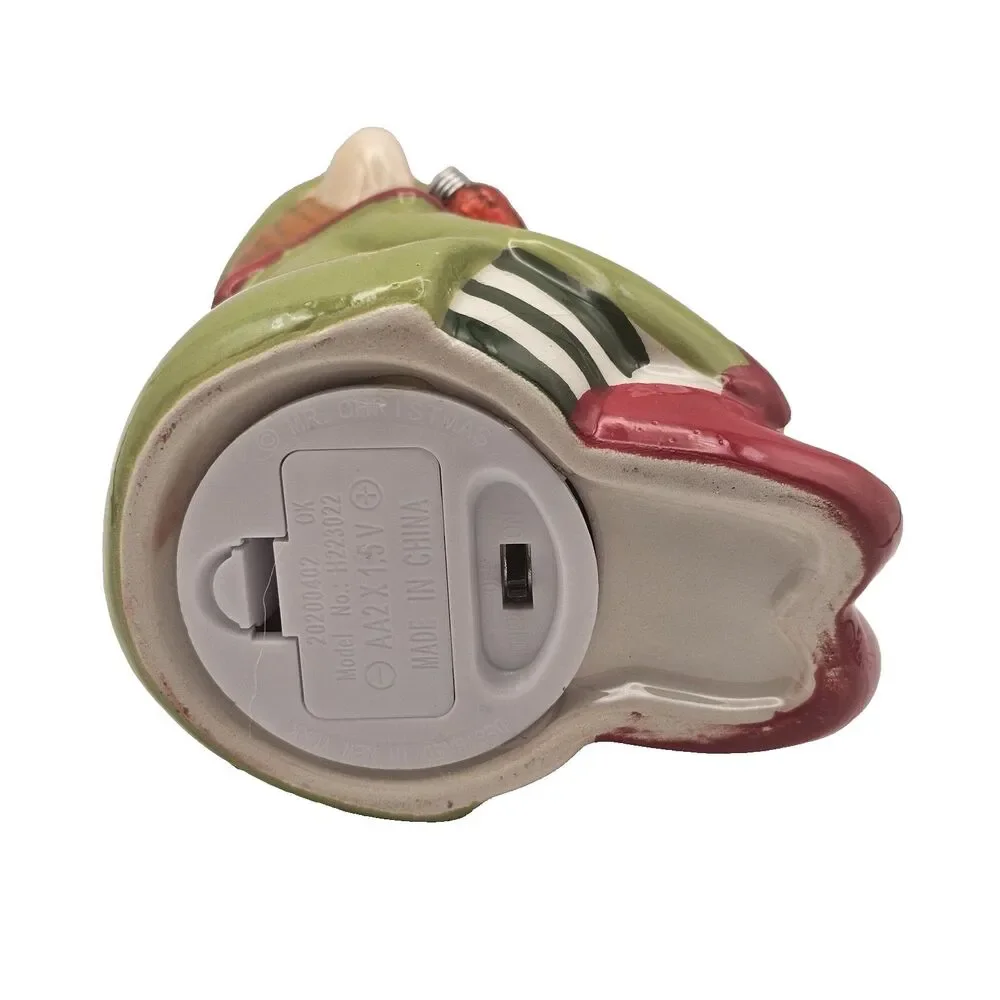 Mr. Christmas Ceramic Knee Hugger Elf Necklace Of Christmas Lights That Work!